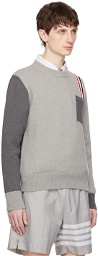 Thom Browne Gray RWB Stripe Sweater