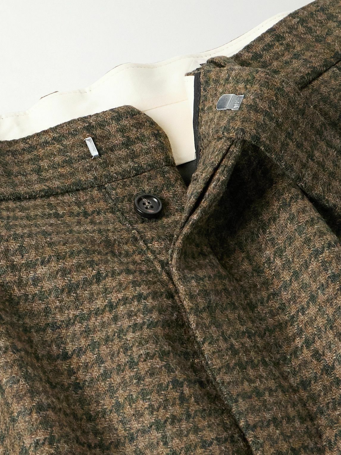 BODE - Morris Pleated Straight-Leg Houndstooth Wool Trousers - Brown
