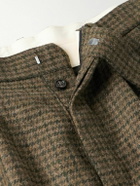 BODE - Morris Pleated Straight-Leg Houndstooth Wool Trousers - Brown