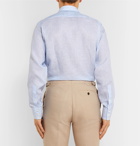 Kingsman - Turnbull & Asser Light-Blue Striped Cutaway-Collar Linen Shirt - Blue