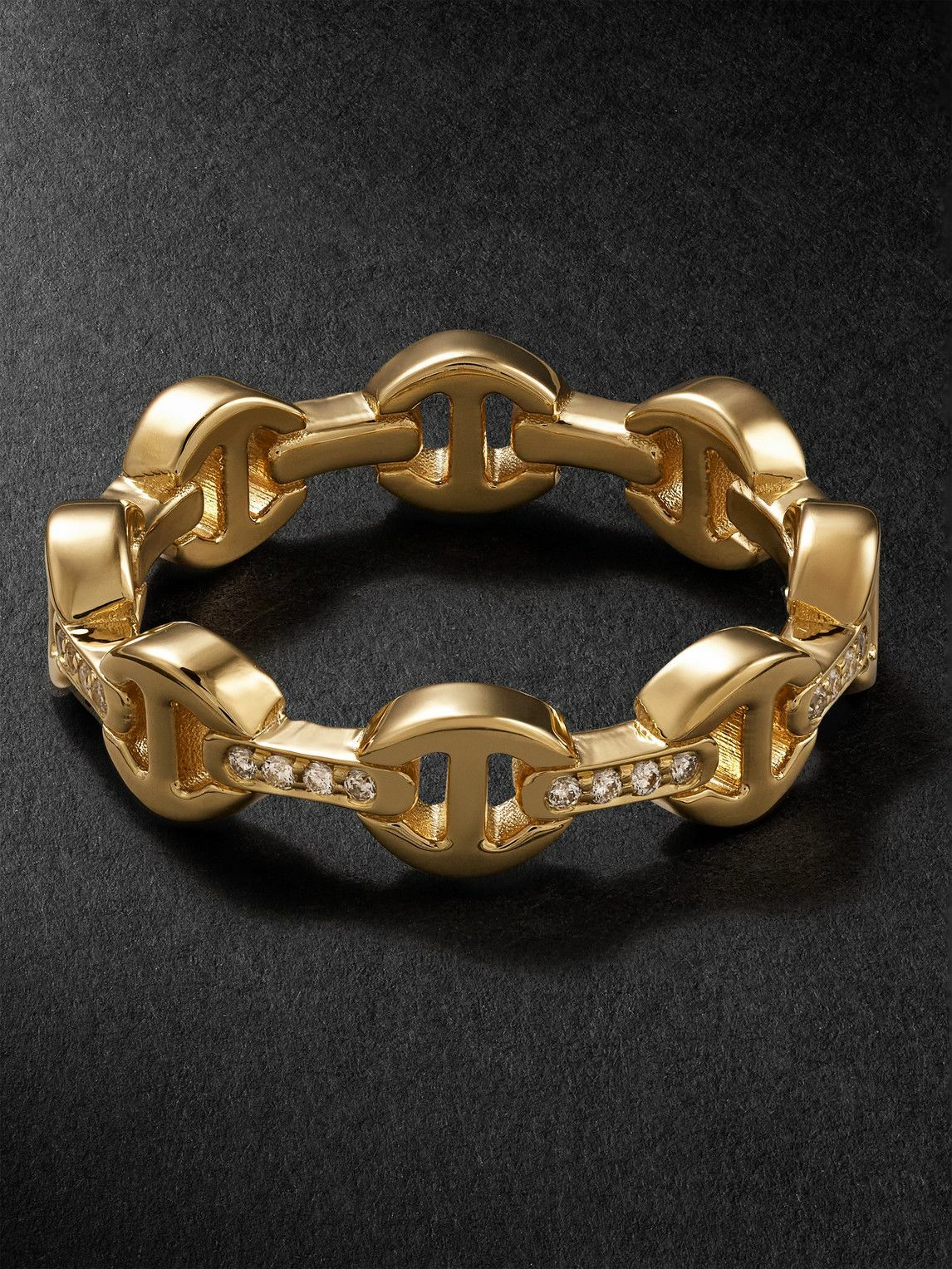 HOORSENBUHS - Dame Tri-Link 18-Karat Gold Diamond Ring - Gold