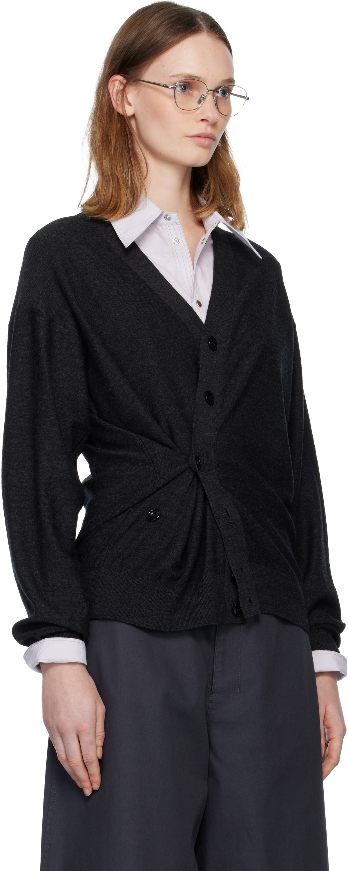 LEMAIRE Gray Relaxed Twisted Cardigan