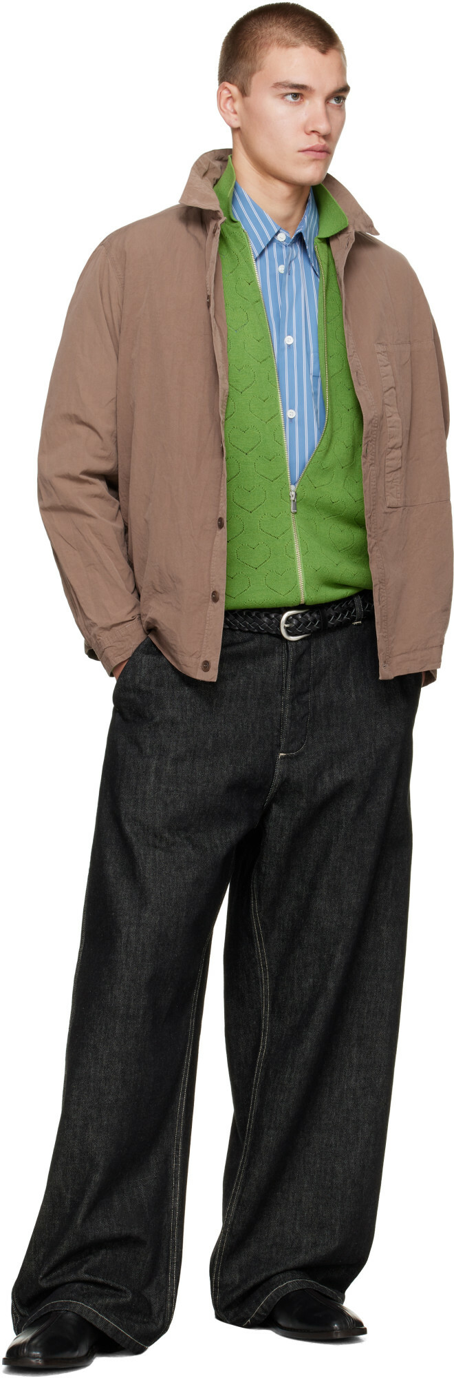 CASEY CASEY Brown Paper Cot New Fabu Shirt
