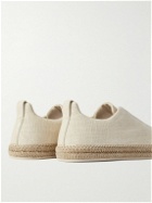 Zegna - Triple Stitch™ Leather-Trimmed Canvas Slip-On Sneakers - Neutrals