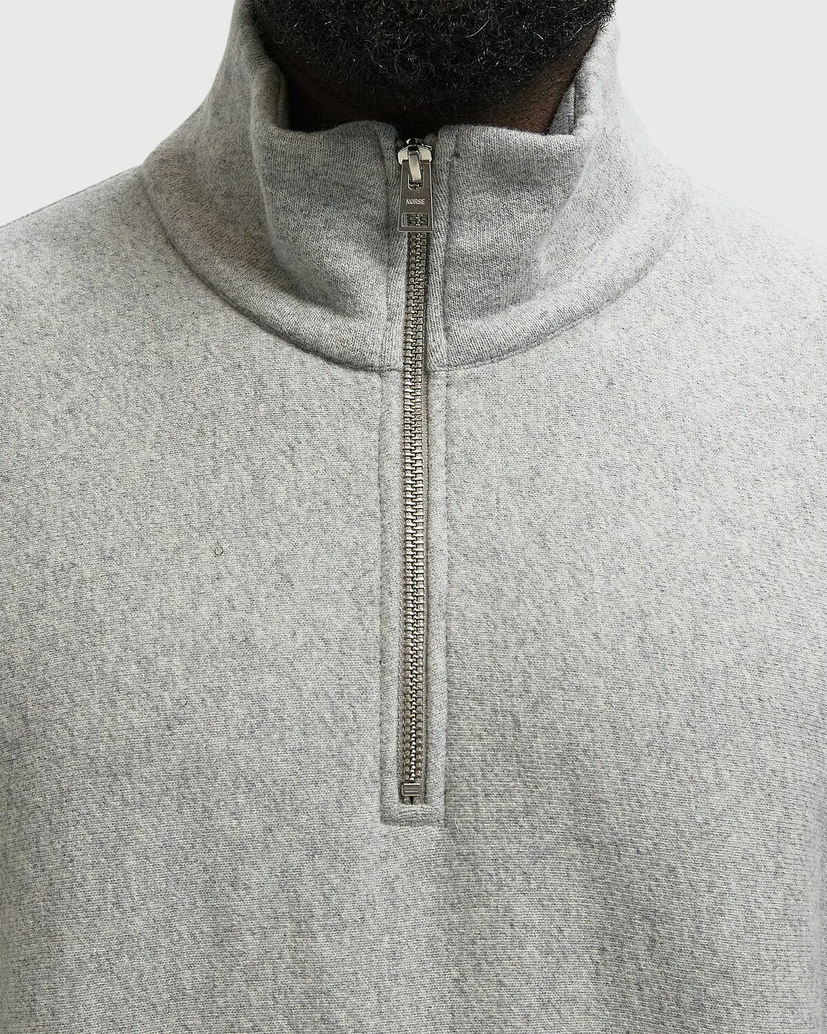 Norse Projects Ketel Relaxed Cotton Wool Half Zip Sweatshirt Grey Mens Half-Zip