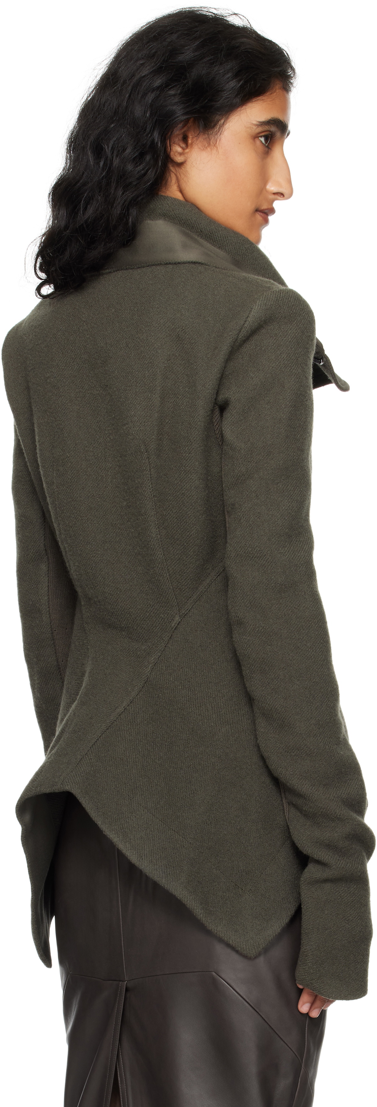 Rick Owens Khaki Concordians Zipped Naska Biker Jacket