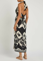 Johanna Ortiz Buen Viento Halterneck Linen Midi Dress Black