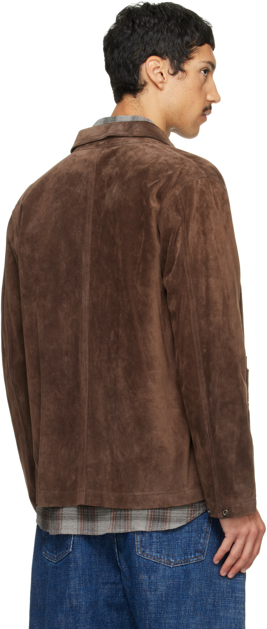 Drake's Brown Heavyweight Five-Pocket Chore Suede Jacket
