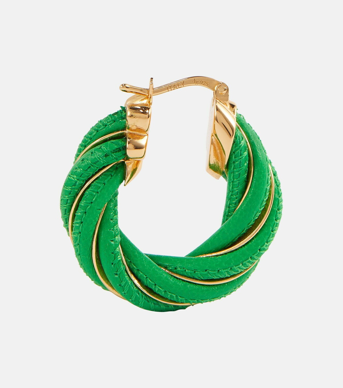 Bottega Veneta - Twist leather-trimmed hoop earrings Bottega