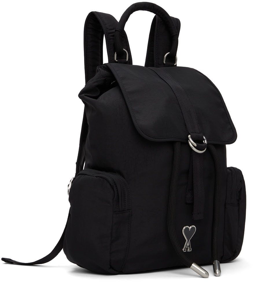 AMI Alexandre Mattiussi Black Ami de Cœur Backpack AMI Alexandre