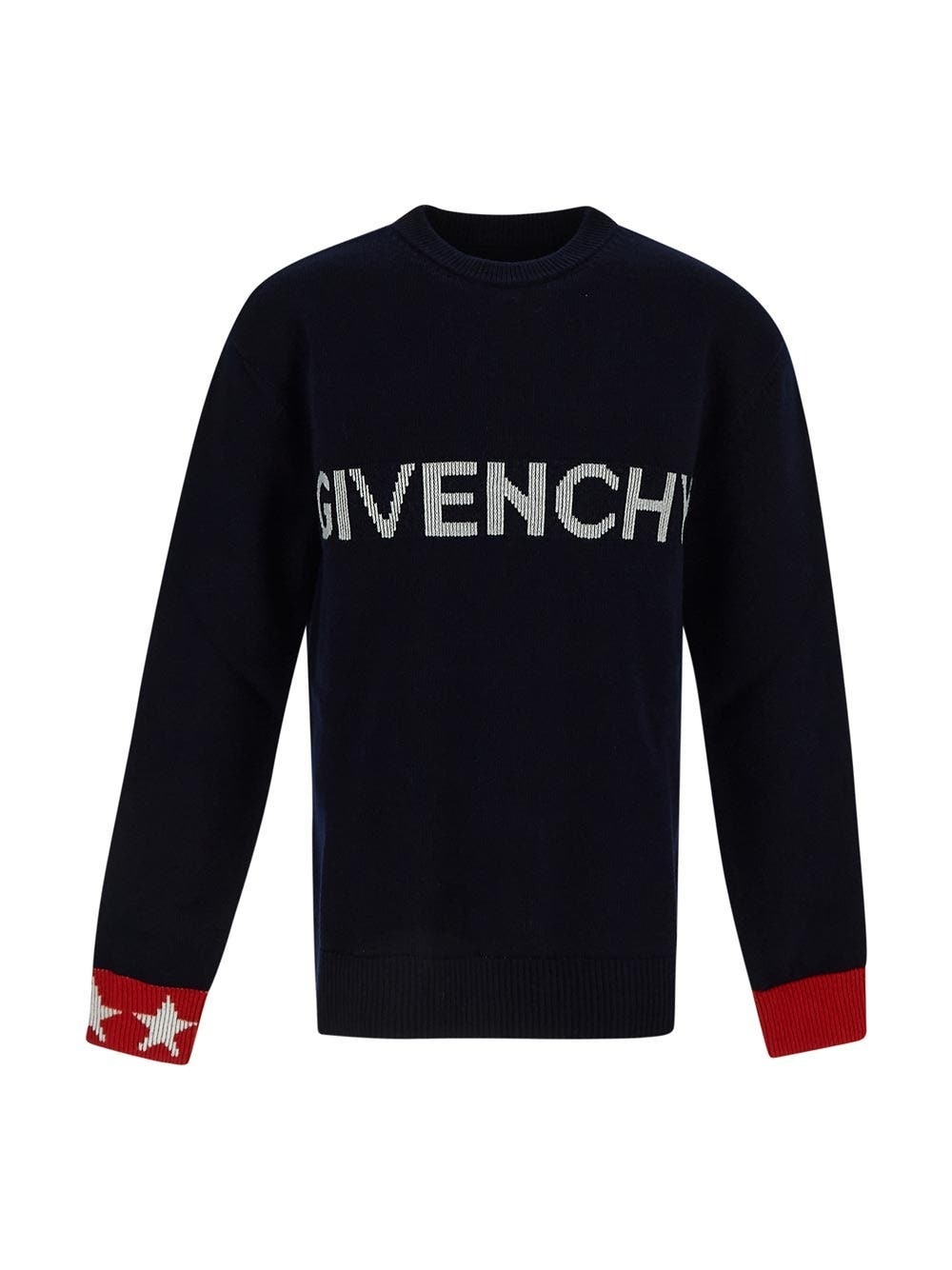 Intarsia logo cotton sweater in black - Givenchy
