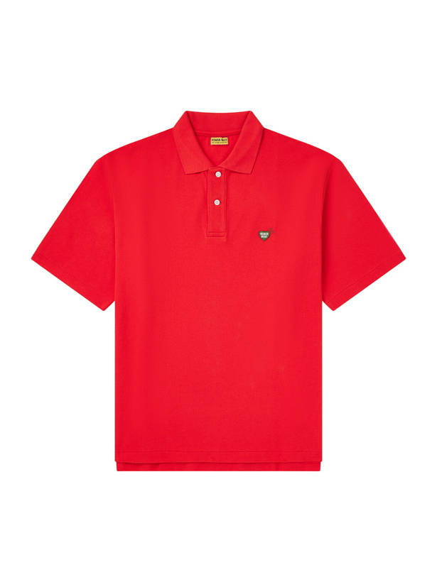 Photo: Human Made - Logo-Appliquéd Cotton-Piqué Polo Shirt - Red