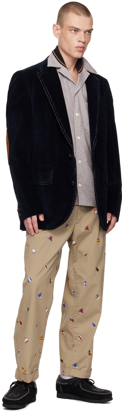 kolor Navy Velvet Blazer