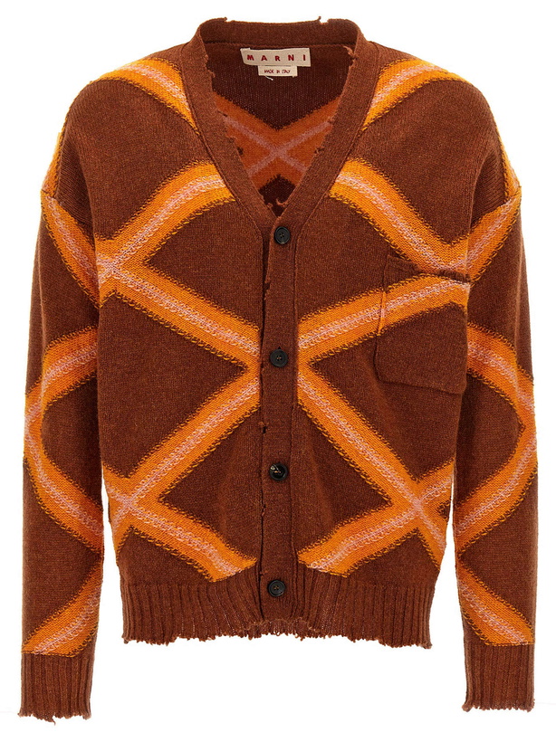 Photo: Marni broken Macro Argyle Cardigan