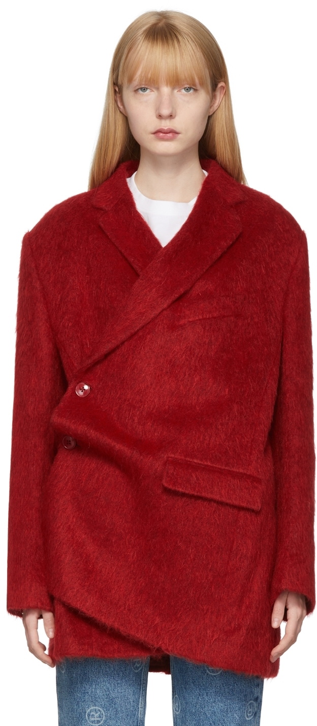 Martine Rose Red Brushed Wrap Coat Martine Rose