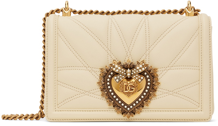 Photo: Dolce&Gabbana Off-White Medium Devotion Bag