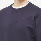 C.P. Company Men's Garment Dyed Centre Logo Crew Sweat in Total Eclipse