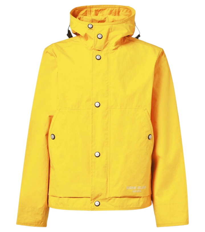 Photo: Stone Island Logo laminated cotton poplin raincoat