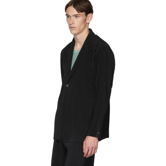 Homme Plisse Issey Miyake Black Pleated Basics Blazer Homme Plisse