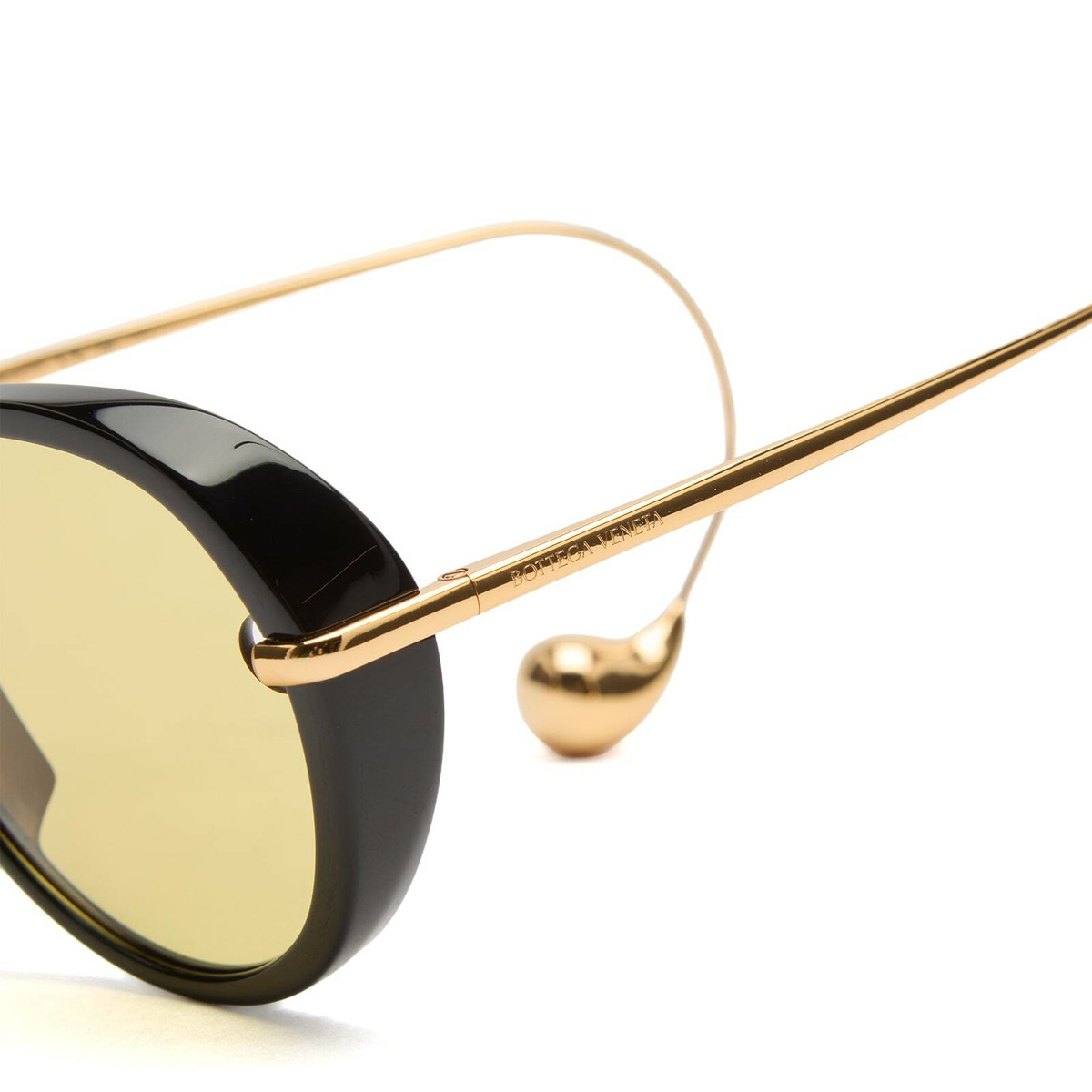Bottega Veneta Eyewear Bottega Veneta BV1436S Drop Sunglasses in Black/Gold/Yellow 