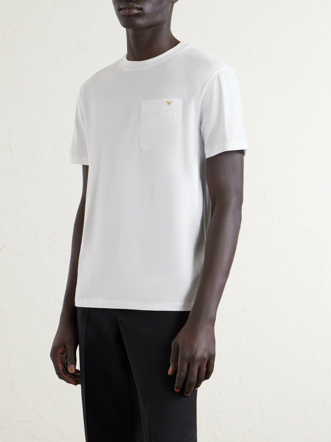 Valentino Garavani - VGold Cotton-Jersey T-Shirt - White