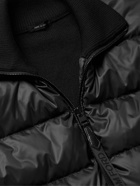 TOM FORD - Slim-Fit Leather-Trimmed Ribbed Wool and Quilted Shell Down Jacket - Black