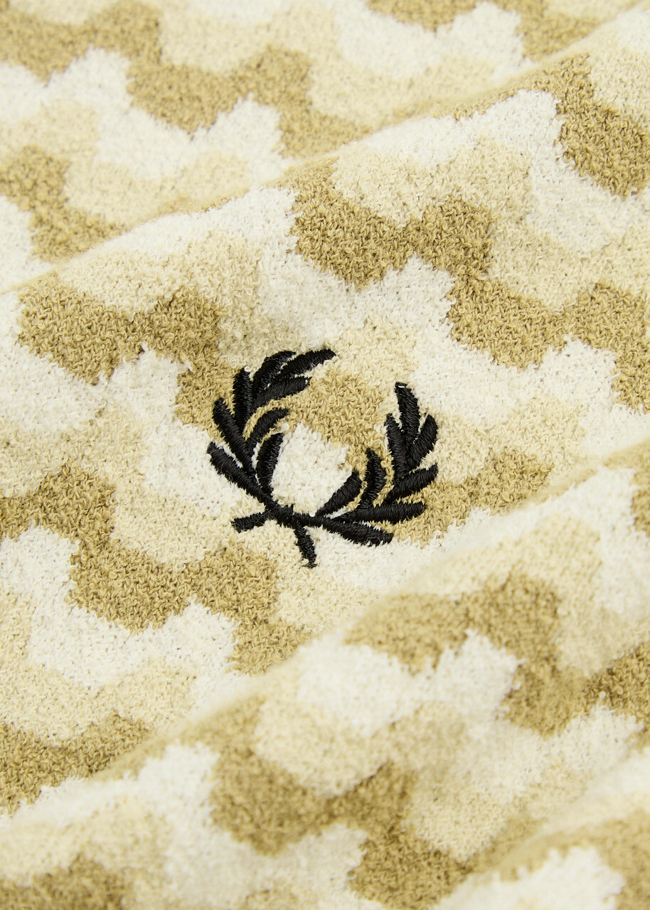 Fred Perry Striped Bouclé-knit Polo Shirt Cream