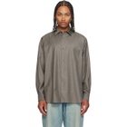 ssstein Taupe Extra Fine Wool Oversized Regular Collar Shirt