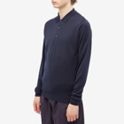 John Smedley Men's Belper Long Sleeve Knitted Polo Shirt in Midnight