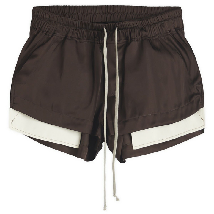 Photo: Rick Owens Women's Fog Boxer Shorts in Mahogany