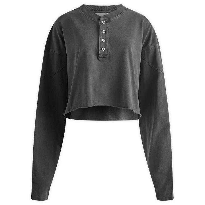 Photo: Joah Brown Women's Vintage Henley Long Sleeve Top in Washed Black