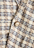 Veronica Beard Martel Dickey Checked Tweed Blazer Cream