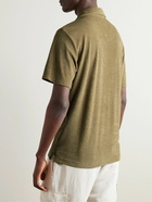 Frescobol Carioca - Faustino Camp-Collar Cotton, Lyocell and Linen-Blend Terry Polo Shirt - Green