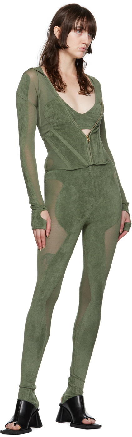 Dion Lee Khaki Chenille Intarsia Bra