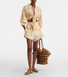 Adriana Degreas Foliage printed wide-leg shorts