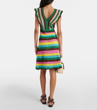 Anna Kosturova Striped crochet cotton minidress