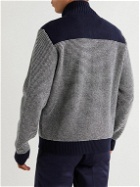 Mr P. - Honeycomb-Knit Virgin Wool Zip-Up Cardigan - Blue