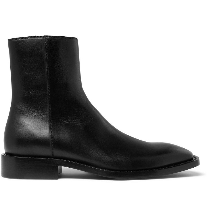 Photo: Balenciaga - Polished-Leather Boots - Black
