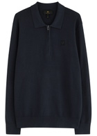 Belstaff Drift Half-zip Cotton-blend Jumper Navy