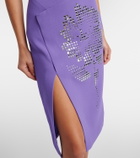 David Koma Asymmetric embellished floral midi dress