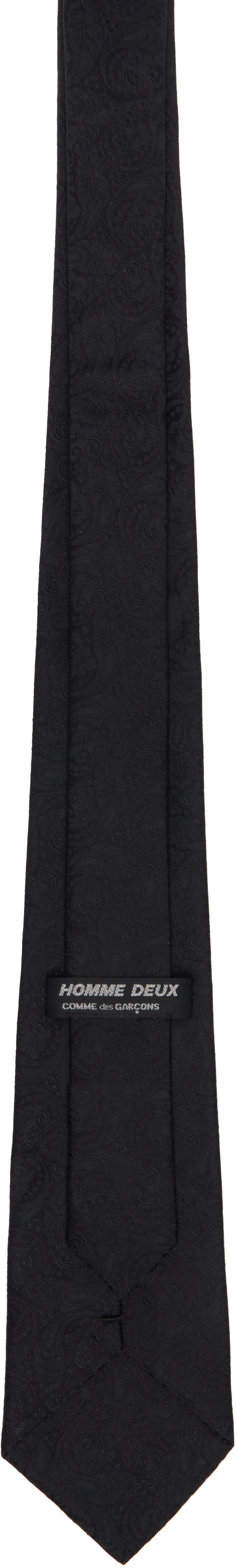 Comme des Garçons Homme Deux Black Paisley Silk Tie