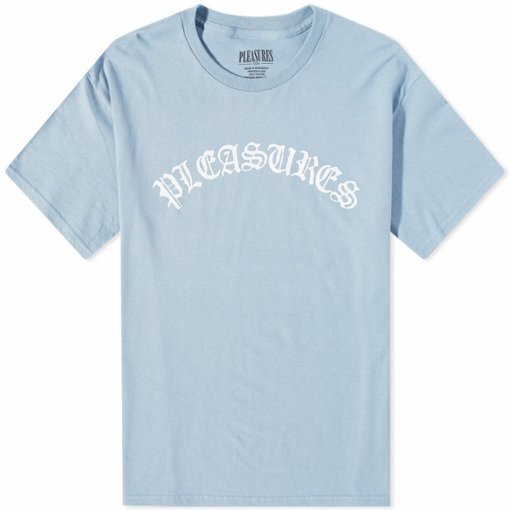 Photo: Pleasures Men's Old E Logo T-Shirt in Slate