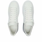 Alexander McQueen Men's Heel Tab Wedge Sole Sneakers in White/Gun Grey