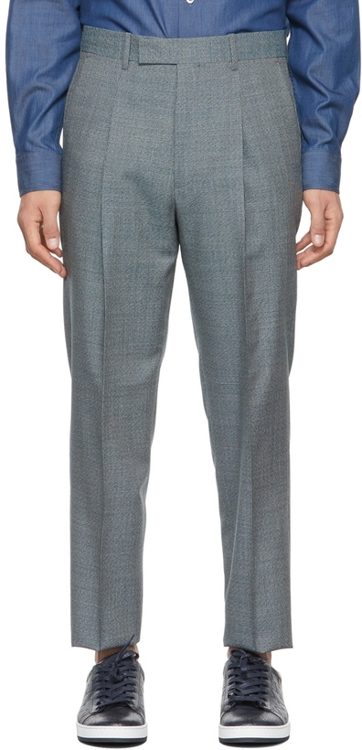Photo: Paul Smith Grey Wool Blurred Check Trousers