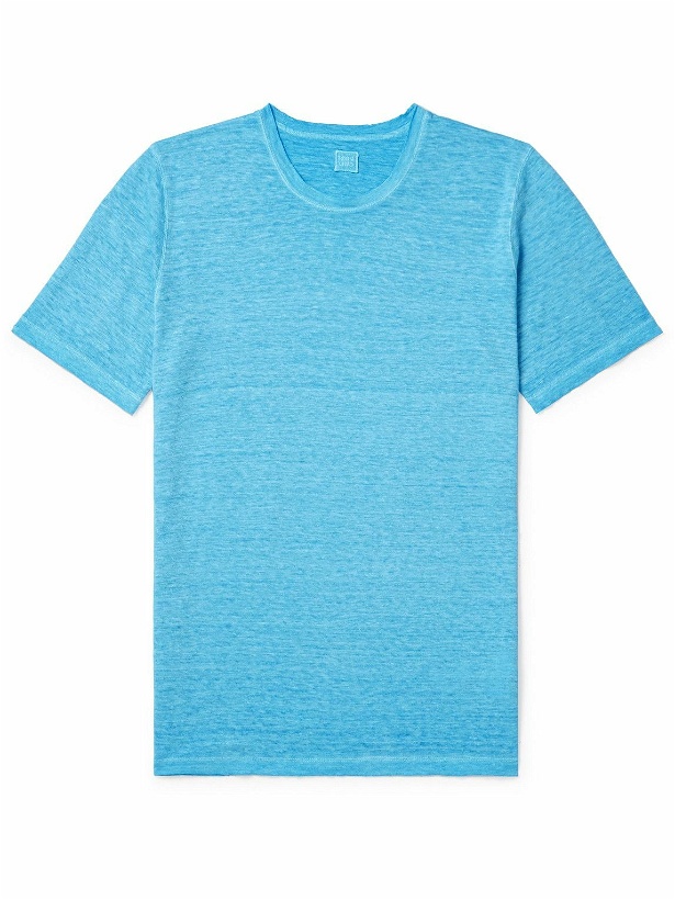 Photo: 120% - Slim-Fit Stretch Linen and Cotton-Blend T-Shirt - Blue