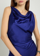 Victoria Beckham Posy Asymmetric Satin Maxi Dress Indigo