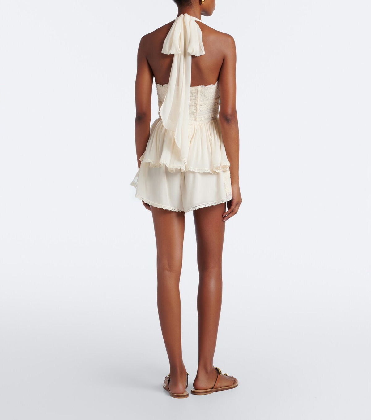Zimmermann Fairlight lace-trimmed chiffon shorts