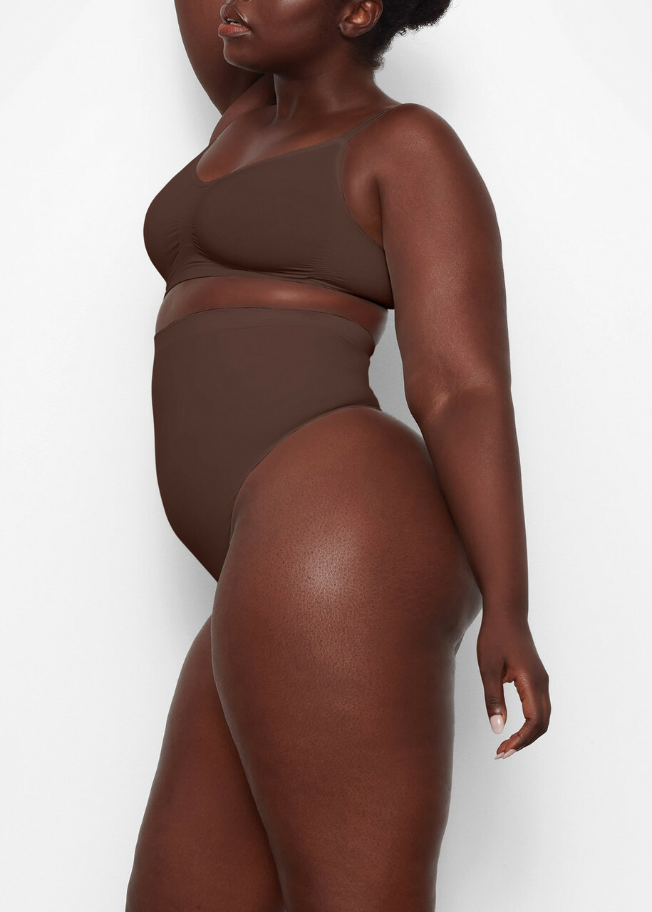 Skims Seamless Sculpt High-waisted Thong Brown