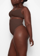 Skims Seamless Sculpt High-waisted Thong Brown