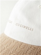 Brunello Cucinelli - Logo-Embroidered Woven Suede and Linen-Denim Baseball Cap - White